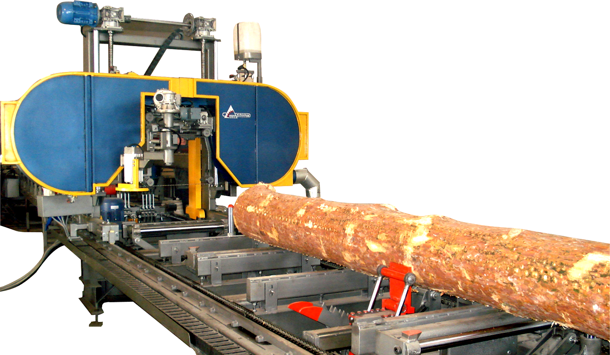 Производительность лесопильного цеха  от 30 м. куб. бревен в смену  Горизонтальные ленточнопильные станки VESTO с шириной пильной ленты 32-40 мм